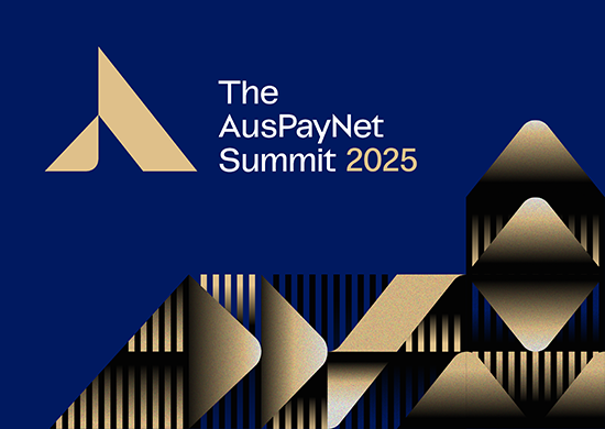 AusPayNet Summit Blue tile with Gold Logo